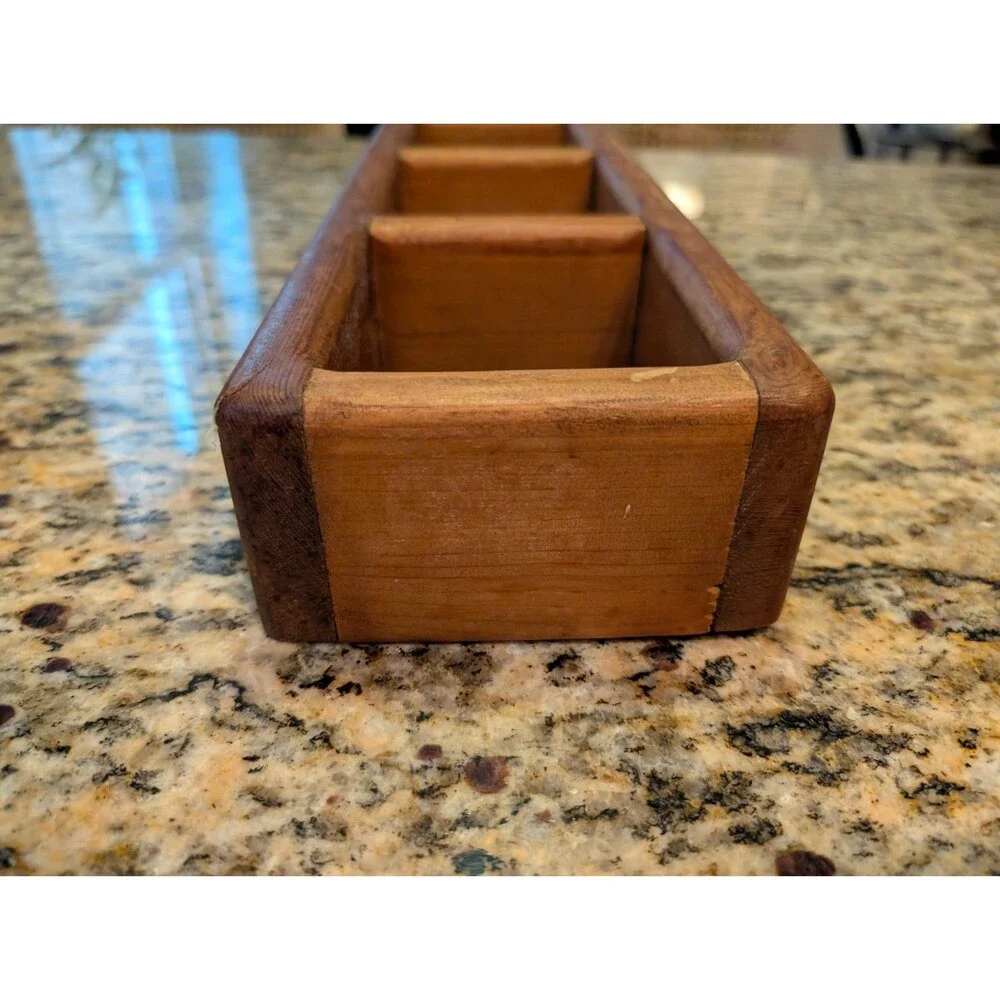 Handmade Rustic Wooden Wall Cubby Shelf Trinket Display 3 Compartments 15